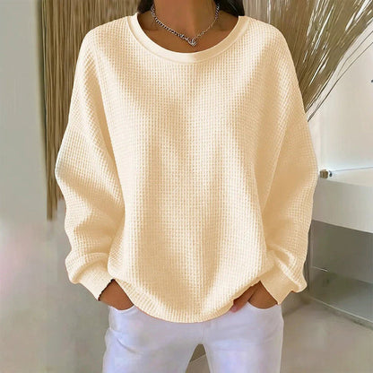 🔥Women's Loose-Fit Waffle-Knit Sweatshirt