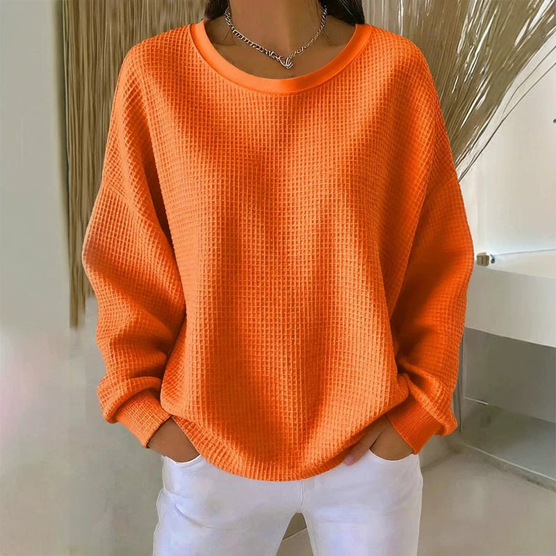 🔥Women's Loose-Fit Waffle-Knit Sweatshirt