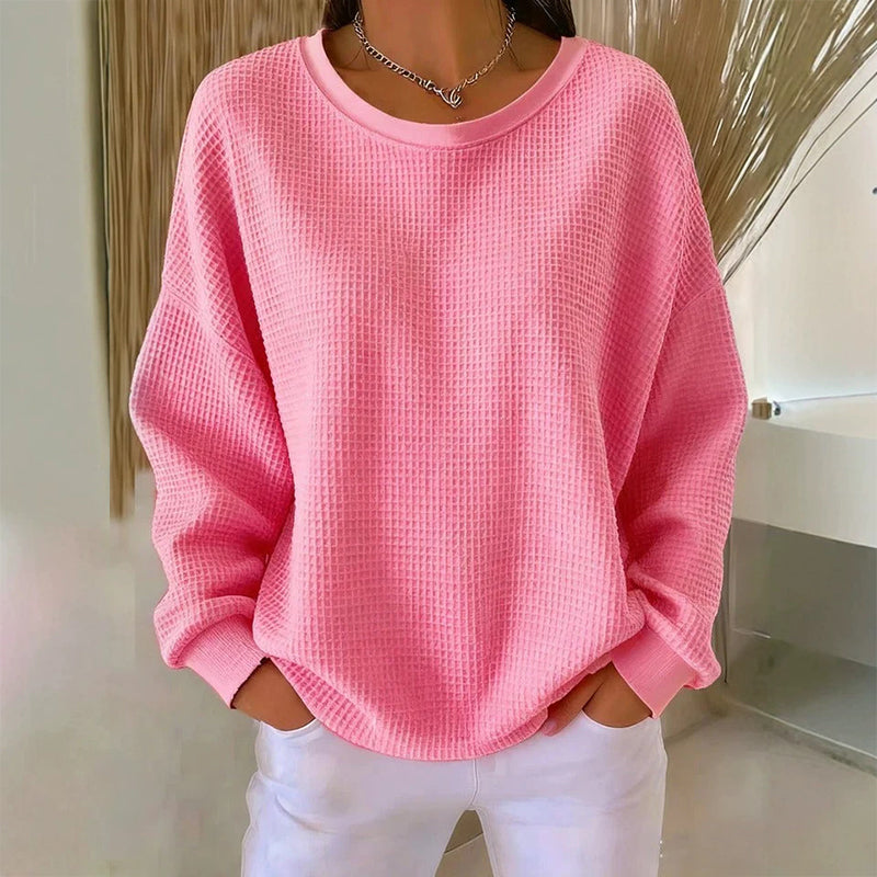 🔥Women's Loose-Fit Waffle-Knit Sweatshirt