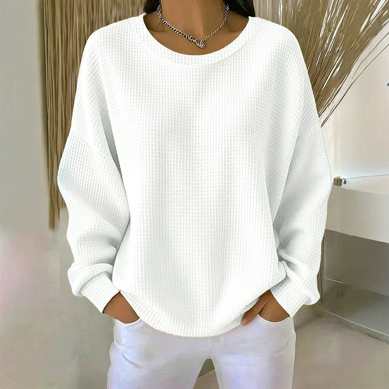 🔥Women's Loose-Fit Waffle-Knit Sweatshirt