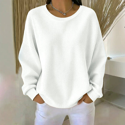 🔥Women's Loose-Fit Waffle-Knit Sweatshirt