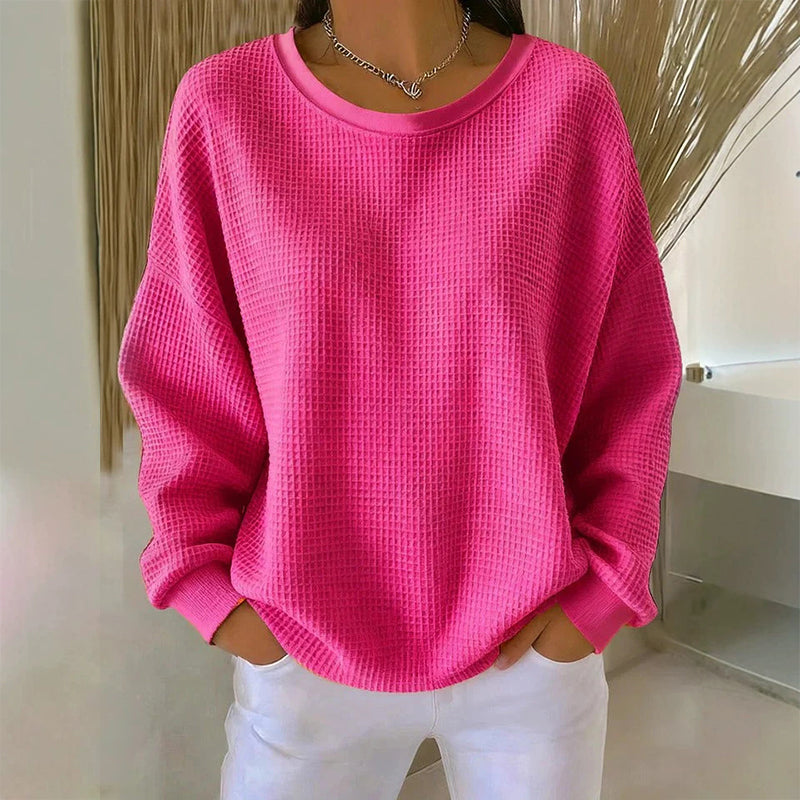 🔥Women's Loose-Fit Waffle-Knit Sweatshirt