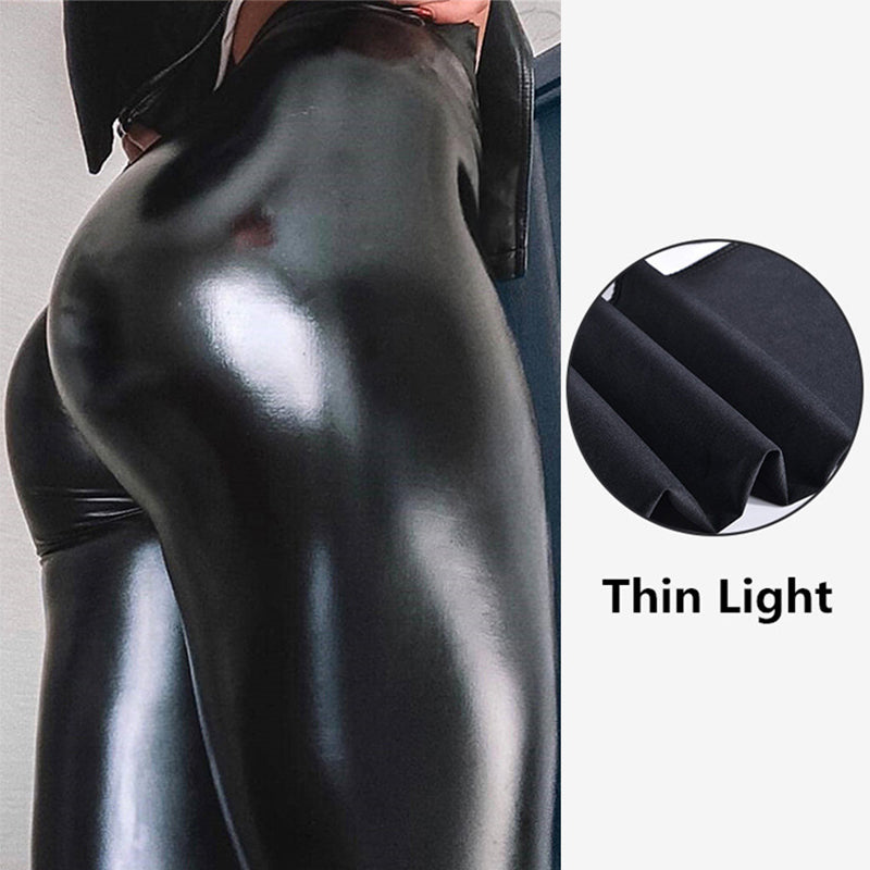 🖤 Sleek Look, Flattering Fit | Women's High-Waist PU Leather Leggings