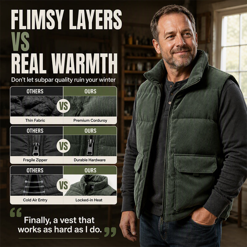 🧥✨Men's Thickened Corduroy Padded Vest
