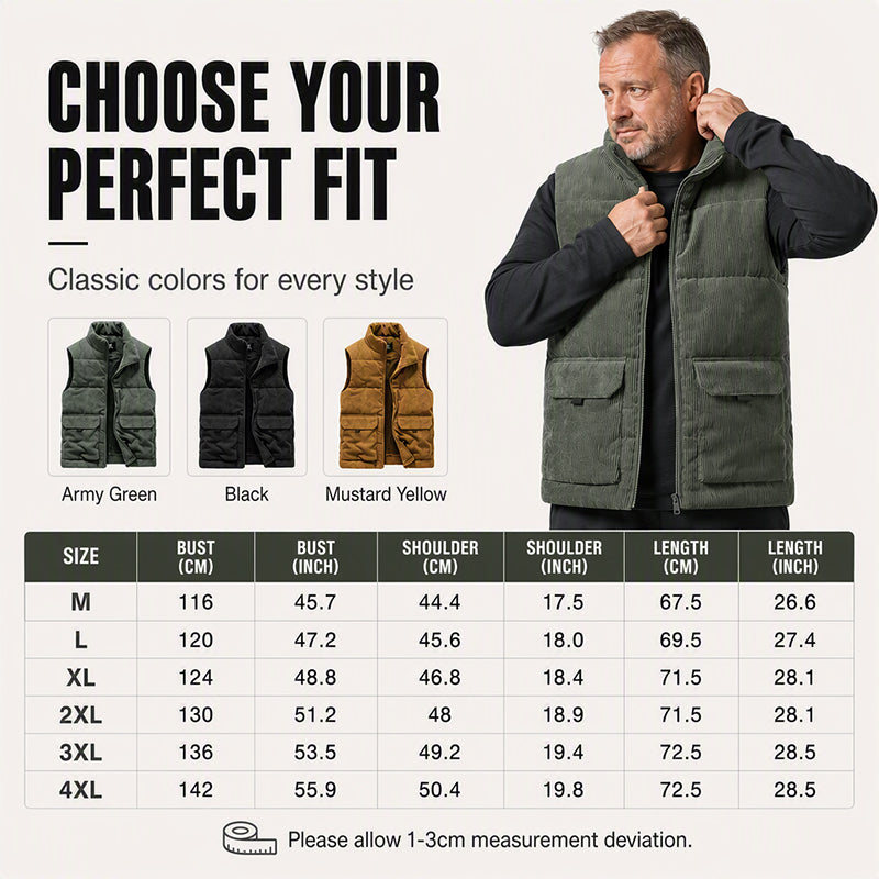 🧥✨Men's Thickened Corduroy Padded Vest