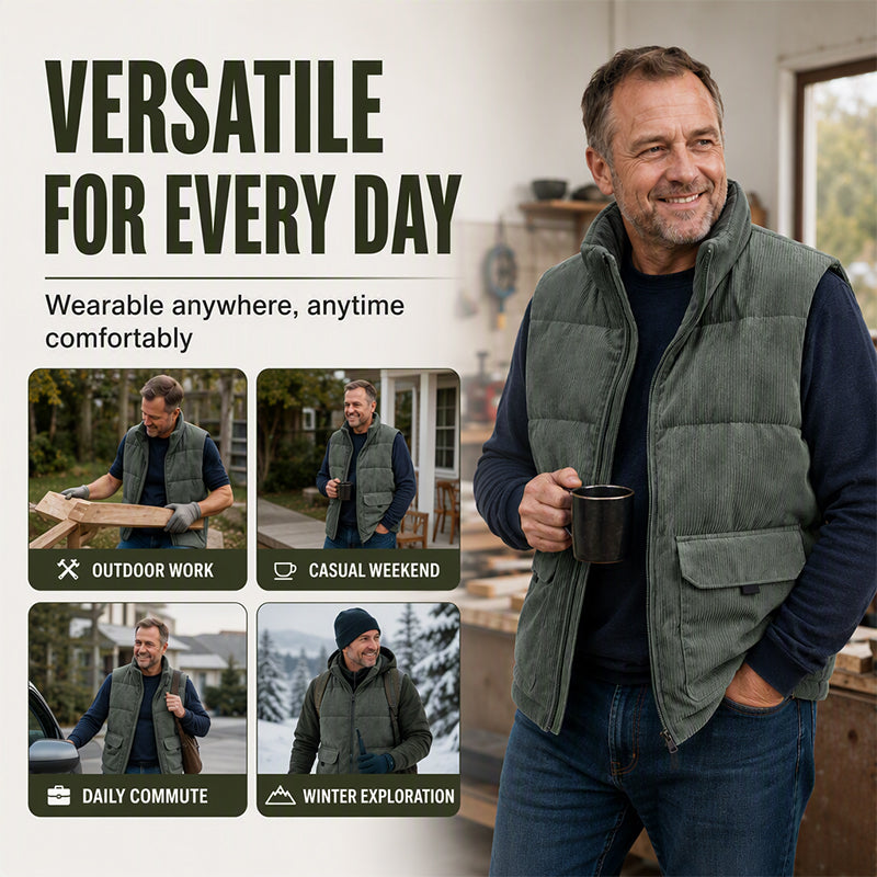 🧥✨Men's Thickened Corduroy Padded Vest