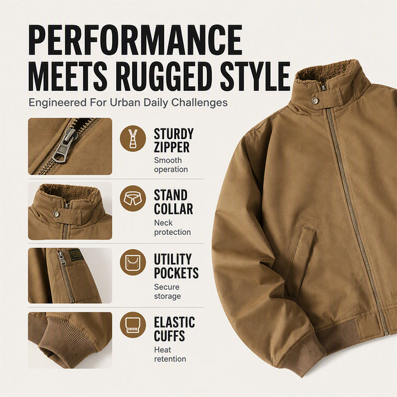 🧥 Plush-Lined Warmth, Relaxed Bomber Fit | Men's Jacket