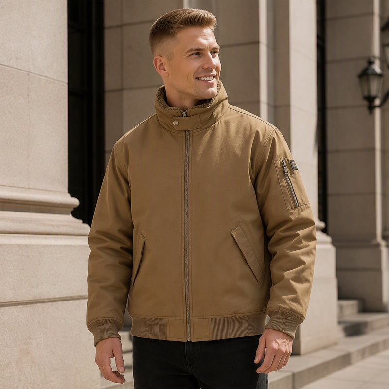 🧥 Plush-Lined Warmth, Relaxed Bomber Fit | Men's Jacket