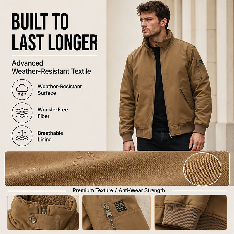 🧥 Plush-Lined Warmth, Relaxed Bomber Fit | Men's Jacket