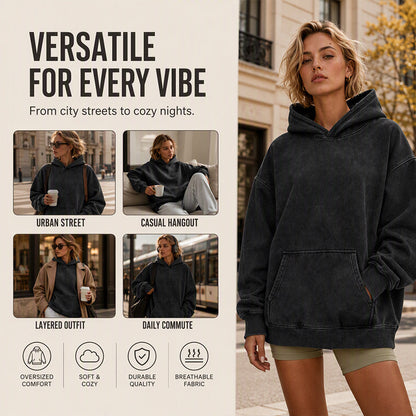 ✨Unisex Casual, Loose-Fitting, Stonewashed Hoodie