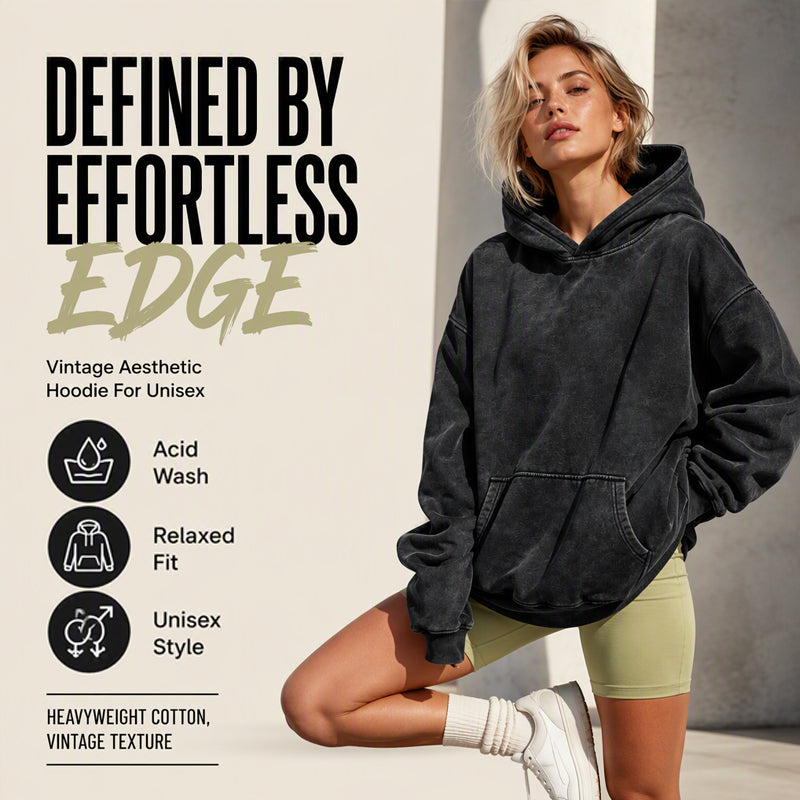 ✨Unisex Casual, Loose-Fitting, Stonewashed Hoodie