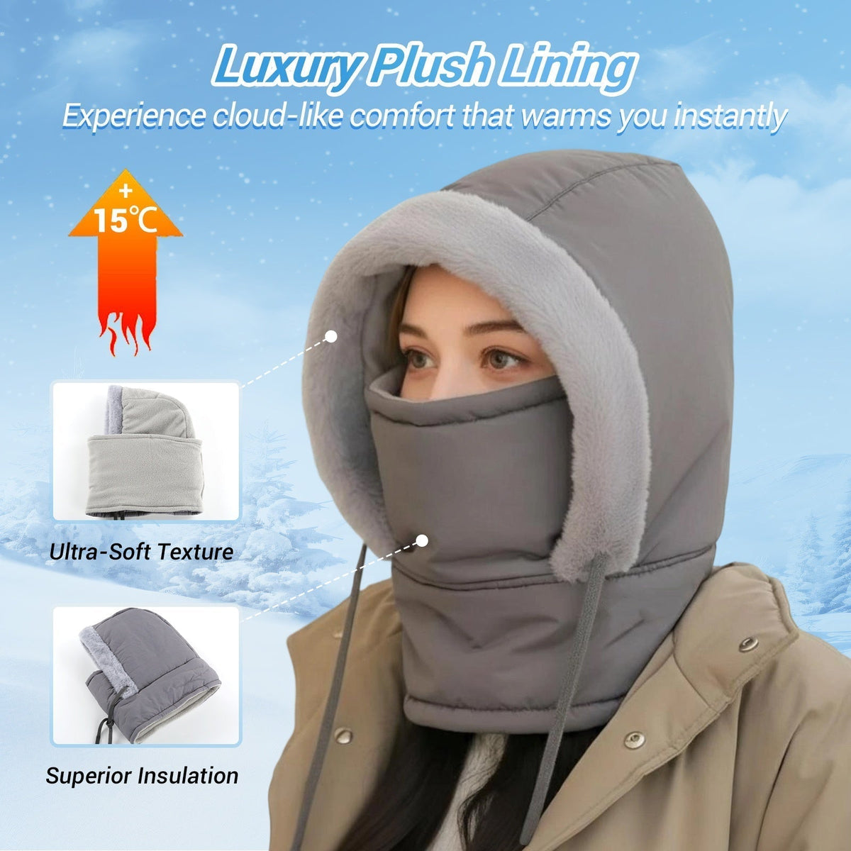 🔥Plush-lined Thickened Thermal Hat with Face Mask