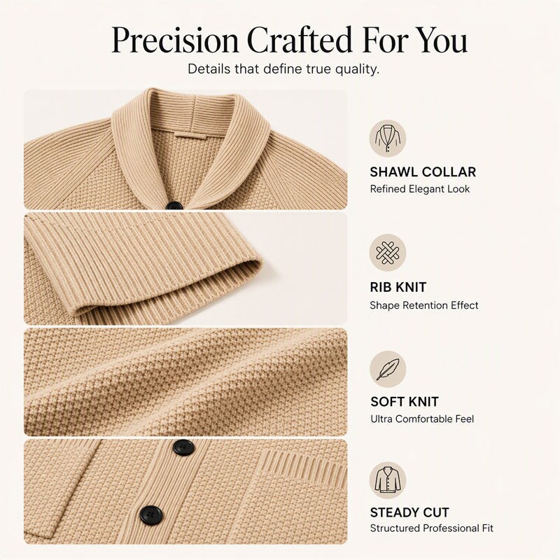 🧶 Men's Casual Shawl-Collar Cardigan — Classic Fit and Soft Knit ✨