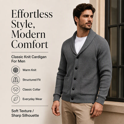 🧶 Men's Casual Shawl-Collar Cardigan — Classic Fit and Soft Knit ✨
