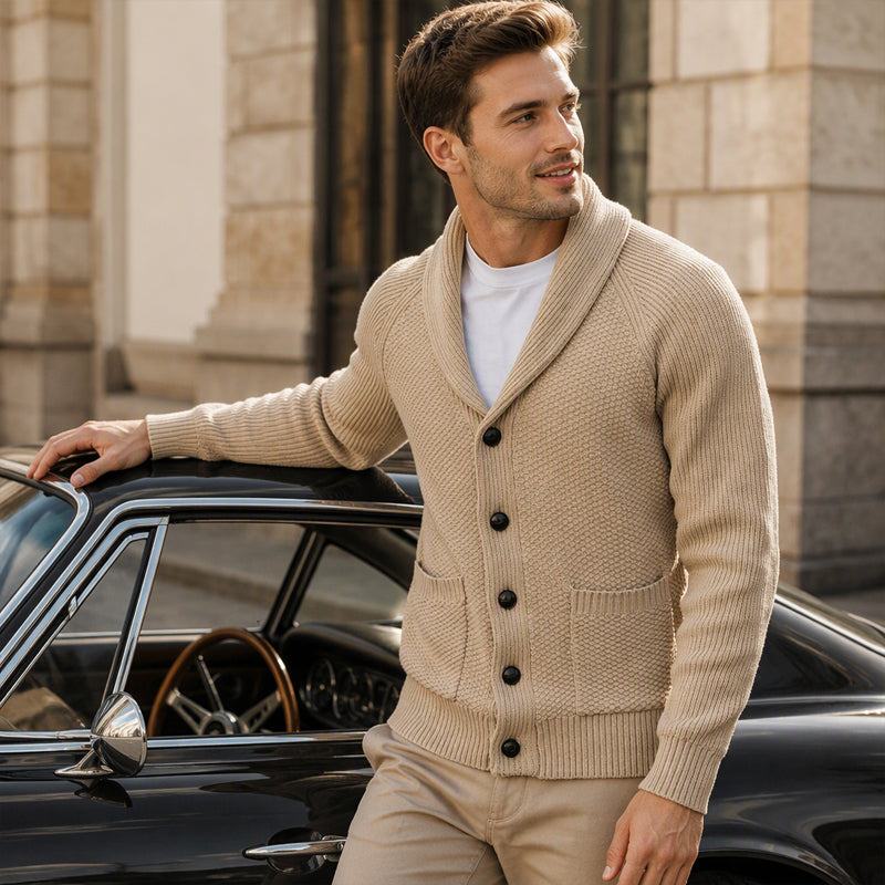 🧶 Men's Casual Shawl-Collar Cardigan — Classic Fit and Soft Knit ✨
