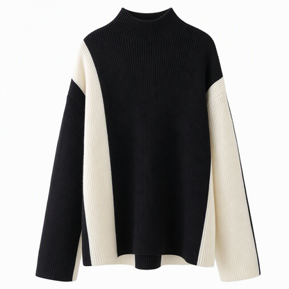 💖 Women's Autumn Winter Color Block Knit 2-Piece Set Thickened Pullover Sweater and Skirt