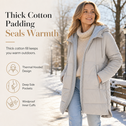🧥Thick Cotton Warmth, Long-Line Heat❄️ Women's Hooded Padded Coat