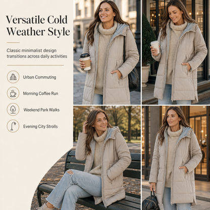 🧥Thick Cotton Warmth, Long-Line Heat❄️ Women's Hooded Padded Coat