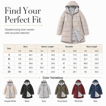 🧥Thick Cotton Warmth, Long-Line Heat❄️ Women's Hooded Padded Coat
