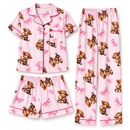 🐮Cute Highland Cow Print, 3-Piece Fun Pajama Set – Cozy Lounge & Sleepwear ✨