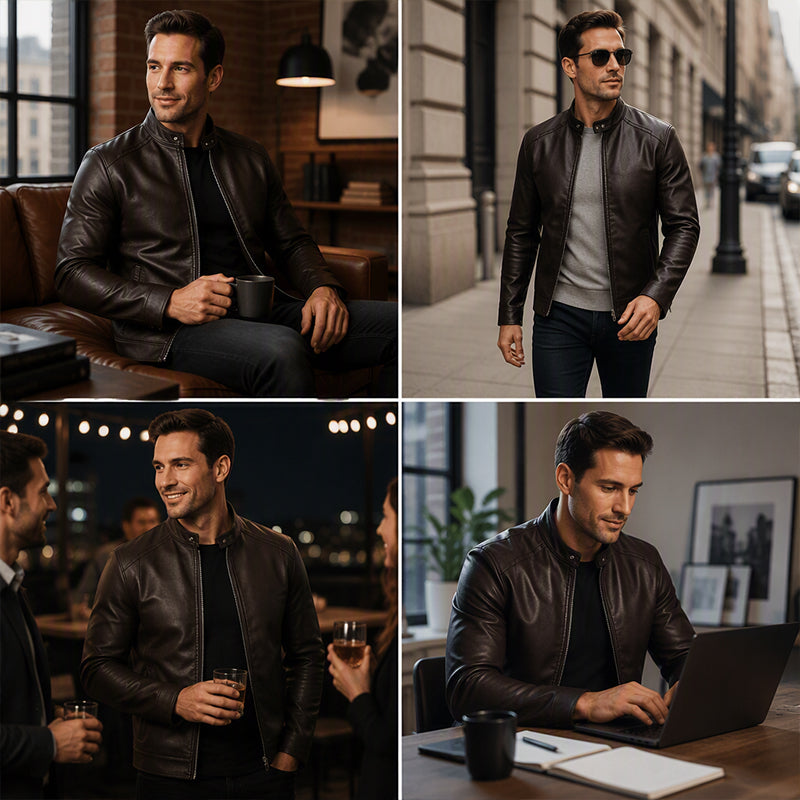 Warm Slim-Fit Biker Jacket