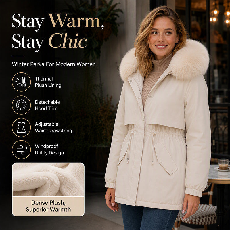 💖Women's Mid-Length Plush-Lined Parka Jacket