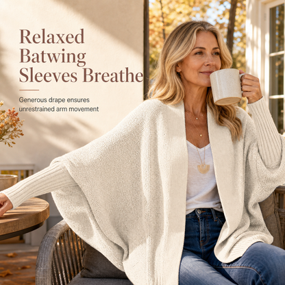 💖 Women's Loose Batwing Sleeve Knit Cardigan Open Front Shawl for Autumn and Winter