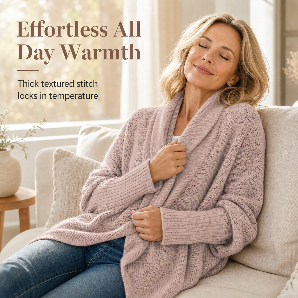 💖 Women's Loose Batwing Sleeve Knit Cardigan Open Front Shawl for Autumn and Winter