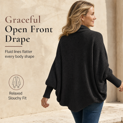 💖 Women's Loose Batwing Sleeve Knit Cardigan Open Front Shawl for Autumn and Winter