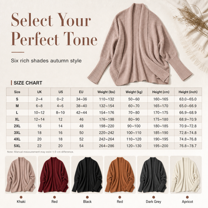 💖 Women's Loose Batwing Sleeve Knit Cardigan Open Front Shawl for Autumn and Winter