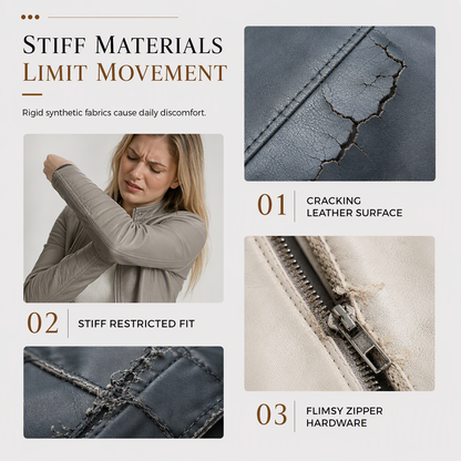 ✨Women's Faux Leather Biker Lightweight Short Motorcycle Coat for Spring and Autumn