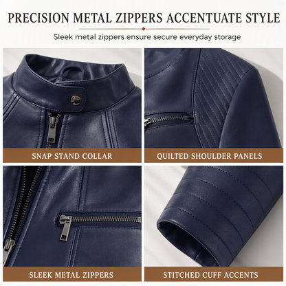 ✨Women's Faux Leather Biker Lightweight Short Motorcycle Coat for Spring and Autumn