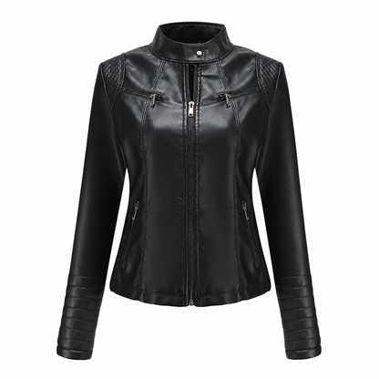 ✨Women's Faux Leather Biker Lightweight Short Motorcycle Coat for Spring and Autumn