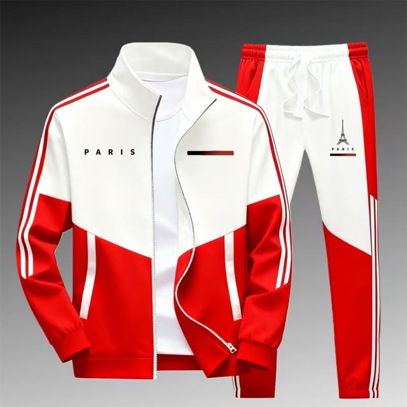 🔥Men's Colorblock Zip-Up Jacket & Drawstring Pants Set