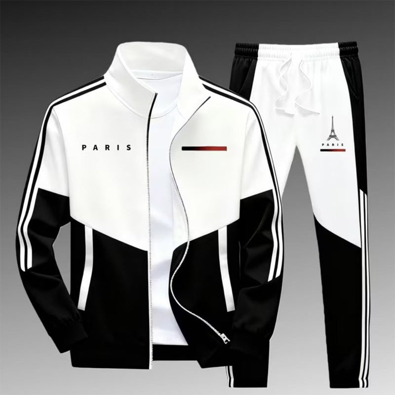 🔥Men's Colorblock Zip-Up Jacket & Drawstring Pants Set