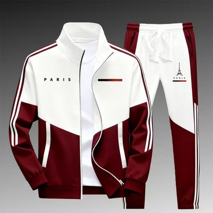 🔥Men's Colorblock Zip-Up Jacket & Drawstring Pants Set