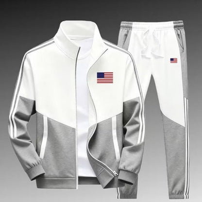 🔥Men's Colorblock Zip-Up Jacket & Drawstring Pants Set