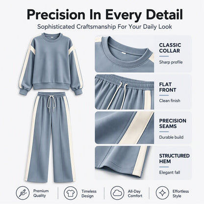 🌸Women's Round-Neck Sweatshirt and Wide-Leg Pants Set