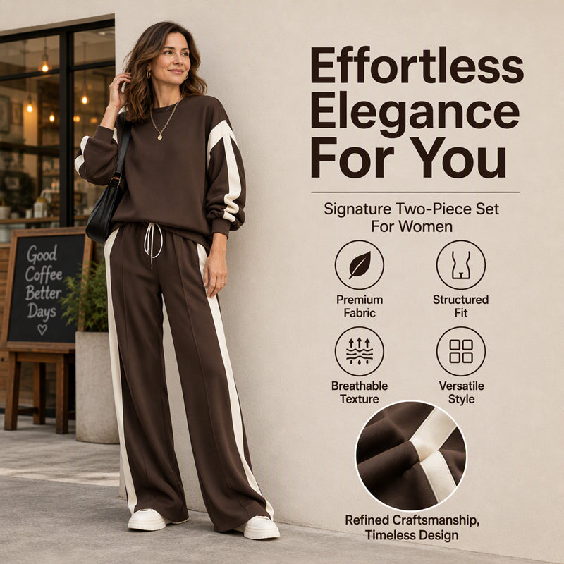 🌸Women's Round-Neck Sweatshirt and Wide-Leg Pants Set