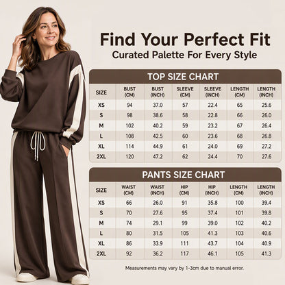 🌸Women's Round-Neck Sweatshirt and Wide-Leg Pants Set