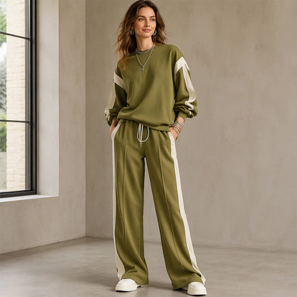 🌸Women's Round-Neck Sweatshirt and Wide-Leg Pants Set