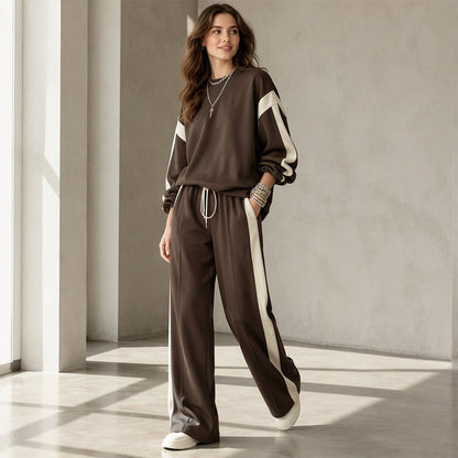 🌸Women's Round-Neck Sweatshirt and Wide-Leg Pants Set