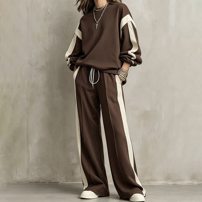 🌸Women's Round-Neck Sweatshirt and Wide-Leg Pants Set