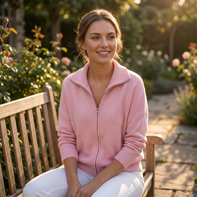 🔥Women's Ribbed Knit Zip-Up Cardigan