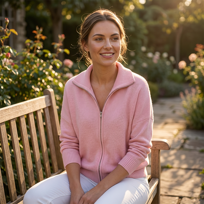 🔥Women's Ribbed Knit Zip-Up Cardigan