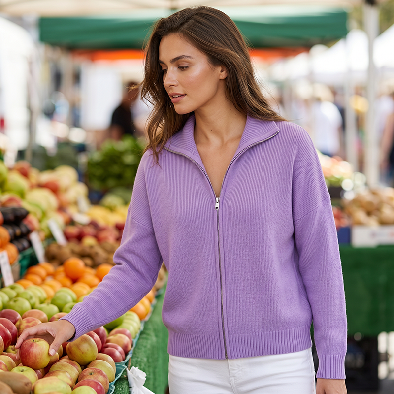 🔥Women's Ribbed Knit Zip-Up Cardigan