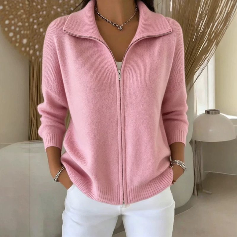 🔥Women's Ribbed Knit Zip-Up Cardigan