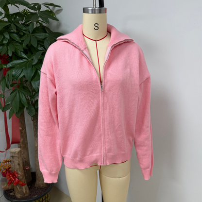 🔥Women's Ribbed Knit Zip-Up Cardigan