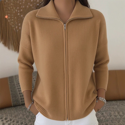 🔥Women's Ribbed Knit Zip-Up Cardigan