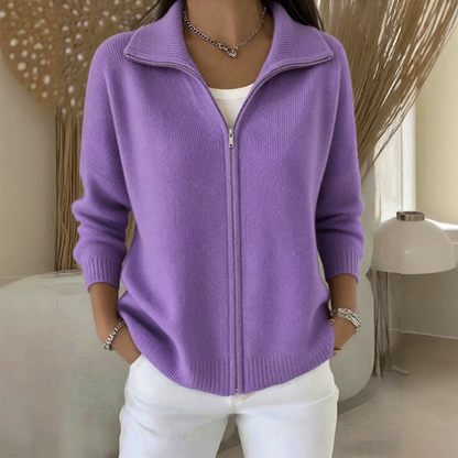 🔥Women's Ribbed Knit Zip-Up Cardigan